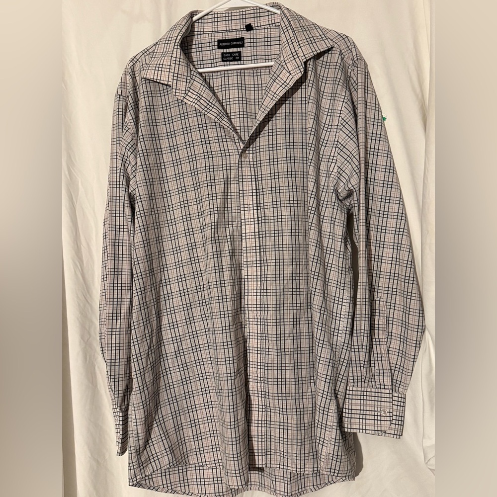 (Alberto Cardinali) Men's Plaid Shirt - Black and White